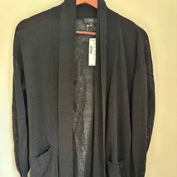 J Crew Open Cardigan Sweater in Linen Blend — Women’s Size Medium | Black - Picture 2 of 5
